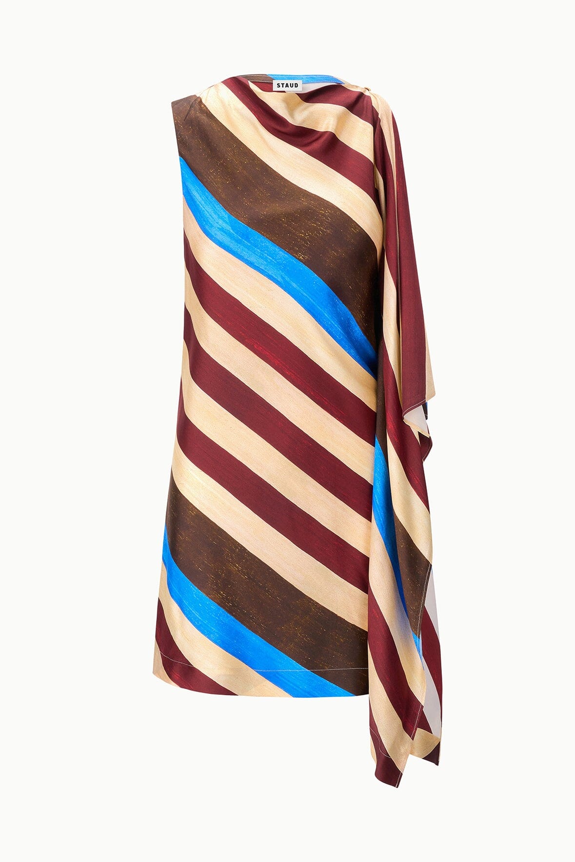 STAUD | Sabina Silk Dress Caffe Stripe