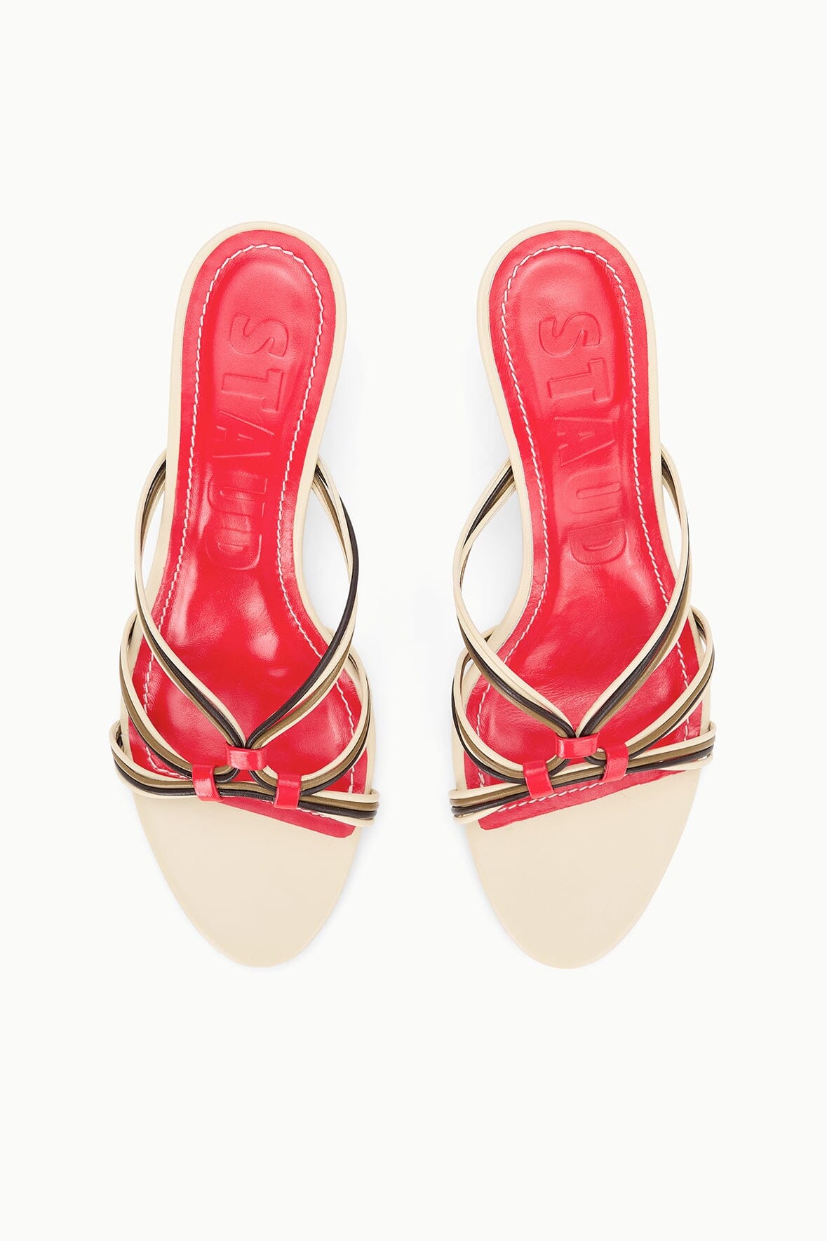 STAUD | Carrie Mule Cream Red Rose