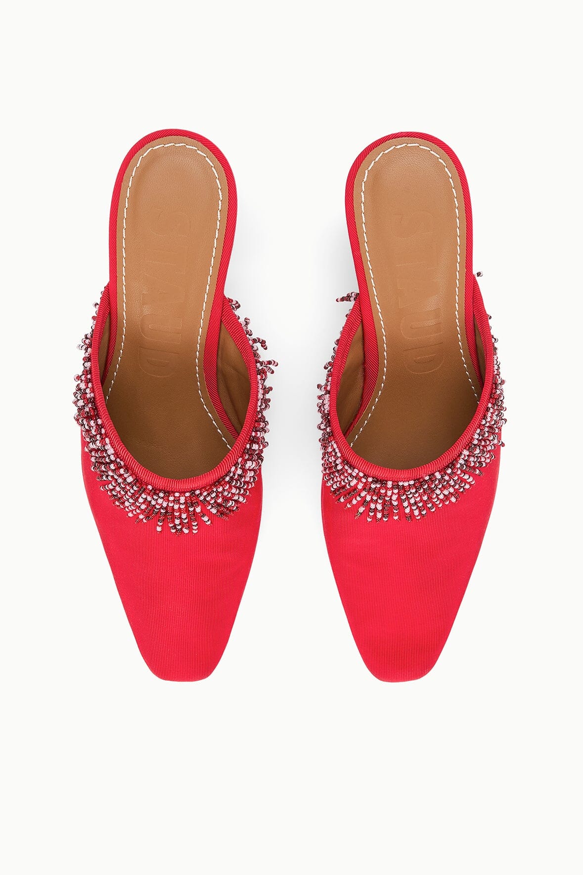 STAUD | Joanna Kitten Heel Mule Red Rose