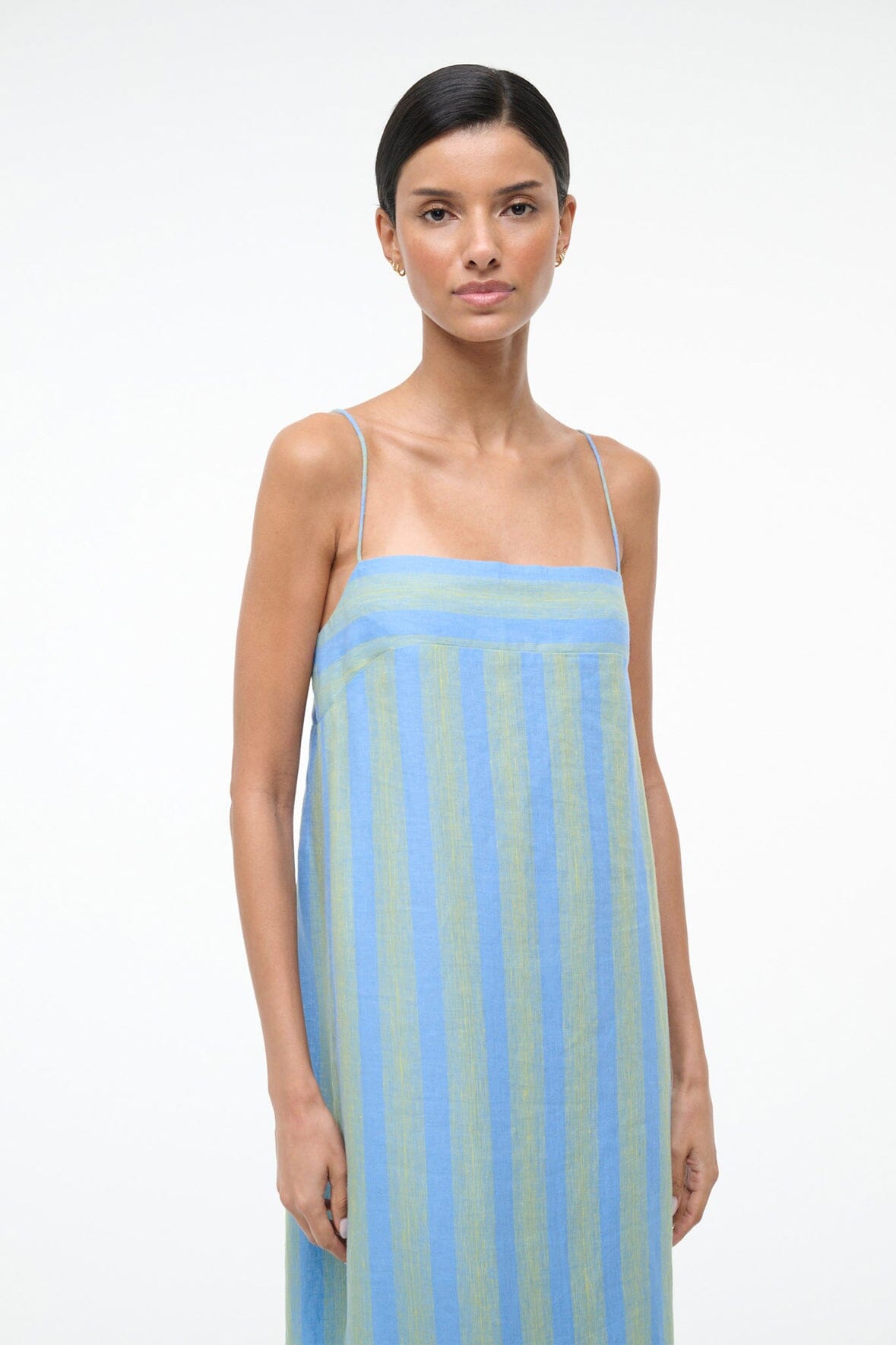 STAUD | Laura Linen Dress Seaport Stripe