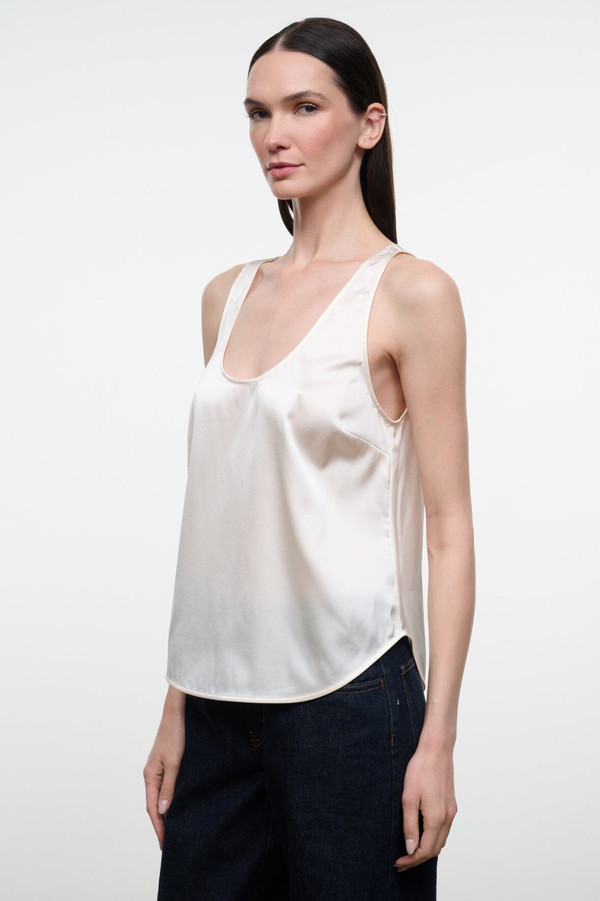 STAUD | Yves Silk Tank Ivory