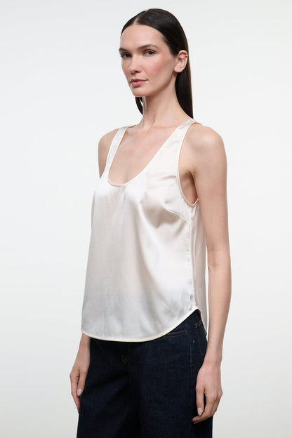 STAUD | Yves Silk Tank Ivory