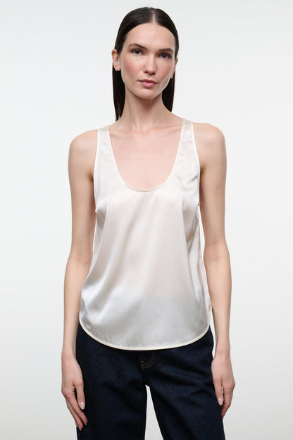 STAUD | Yves Silk Tank Ivory
