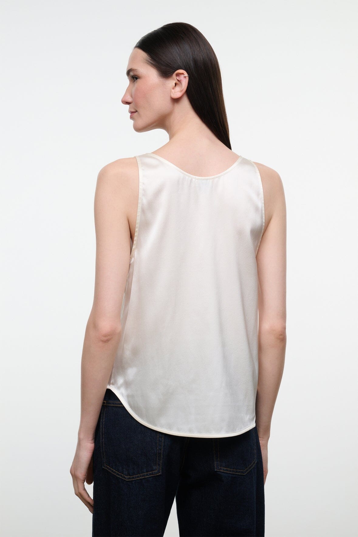 STAUD | Yves Silk Tank Ivory