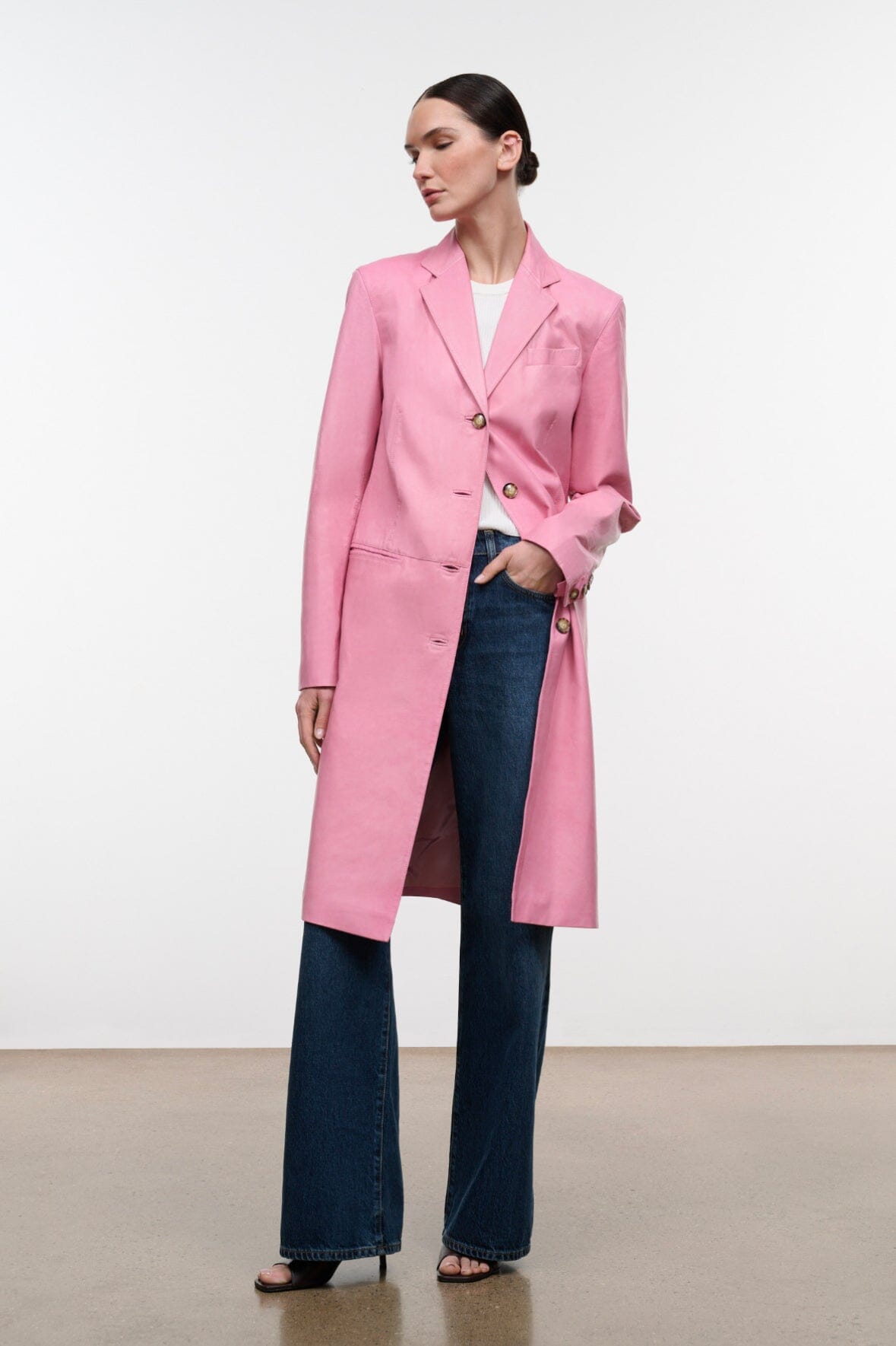 STAUD | Wyatt Leather Coat Wild Rose