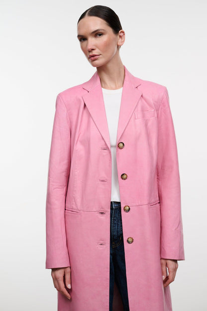 STAUD | Wyatt Leather Coat Wild Rose