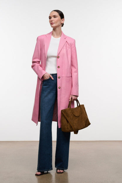 STAUD | Wyatt Leather Coat Wild Rose