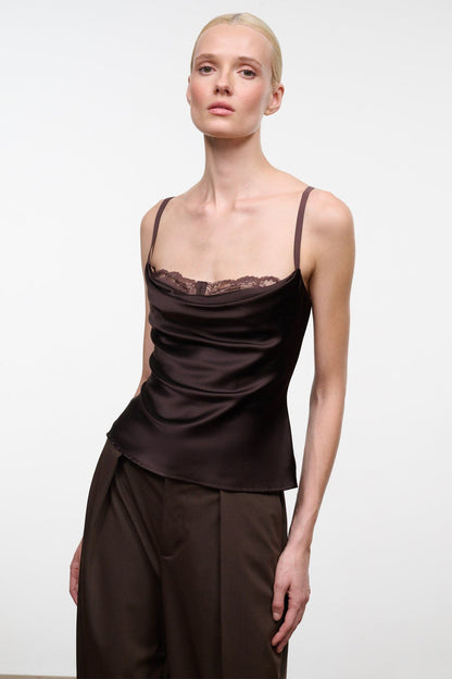 STAUD | Evangeline Silk Top Earth
