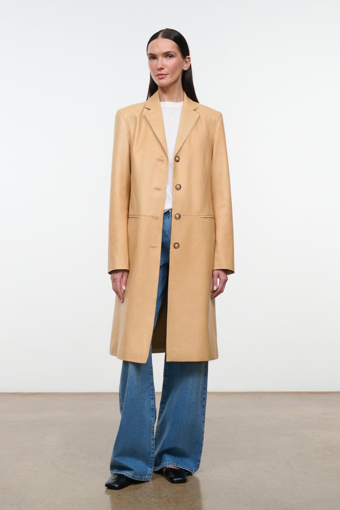 STAUD | Wyatt Leather Coat Cashew