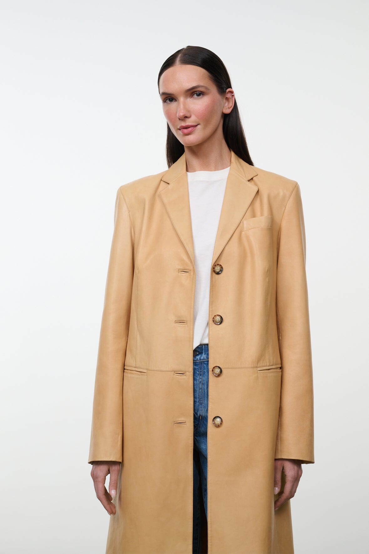 STAUD | Wyatt Leather Coat Cashew