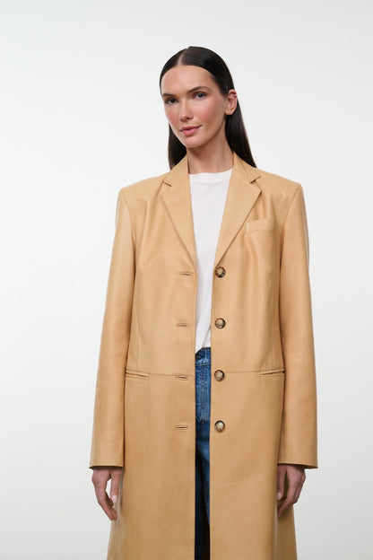 STAUD | Wyatt Leather Coat Cashew