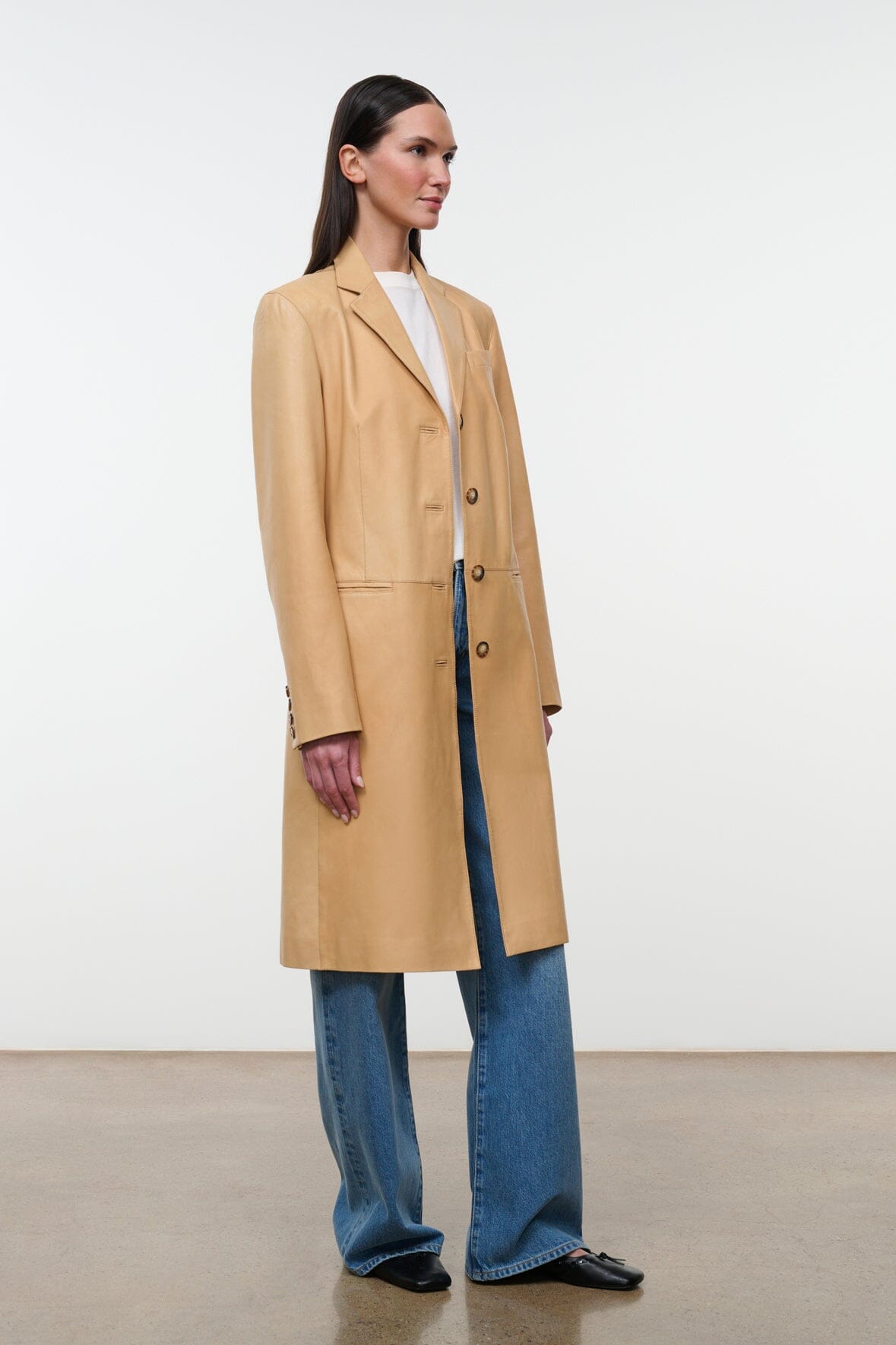 STAUD | Wyatt Leather Coat Cashew