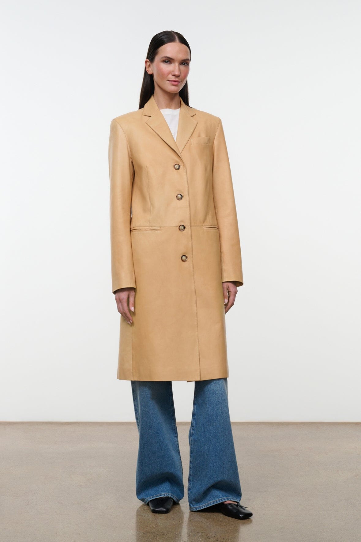 STAUD | Wyatt Leather Coat Cashew