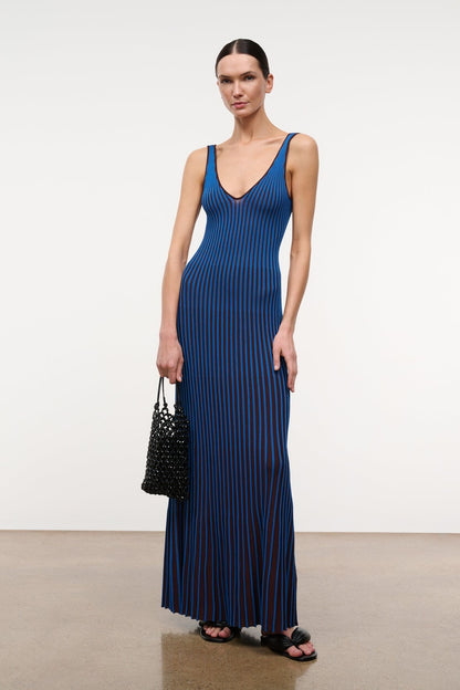 STAUD | Claretta Dress Espresso Cobalt