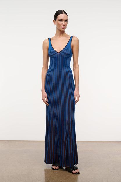 STAUD | Claretta Dress Espresso Cobalt