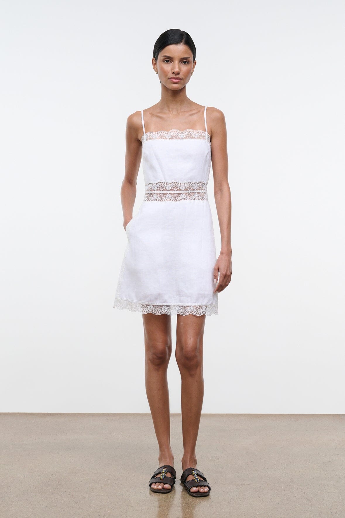 STAUD | Amalina Linen Mini Dress White