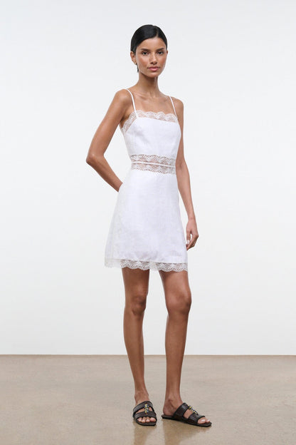 STAUD | Amalina Linen Mini Dress White