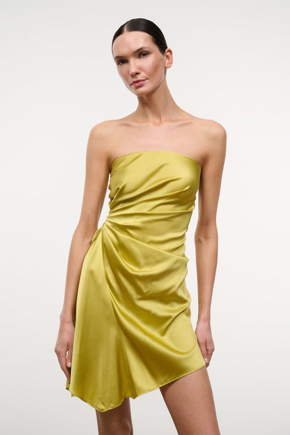 STAUD | Adriana Silk Dress Citron