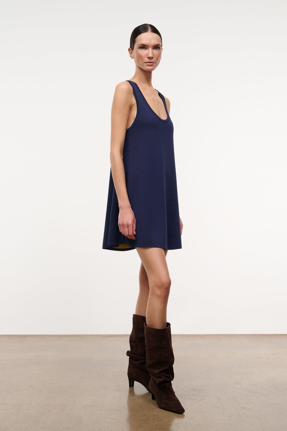 STAUD | Piazza Dress Citron Navy Reversible