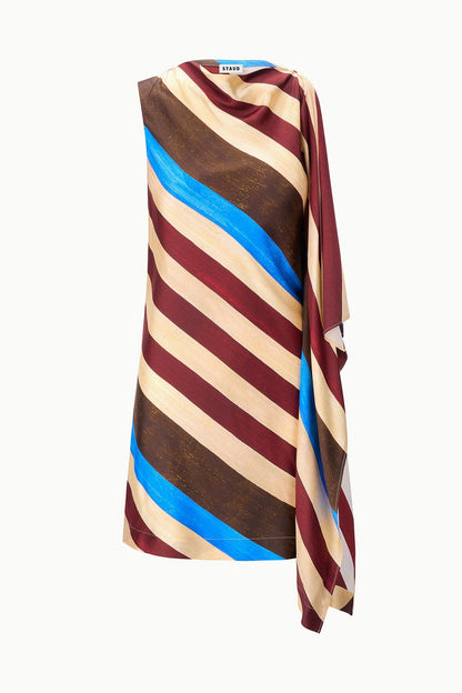 STAUD | Sabina Silk Dress Caffe Stripe