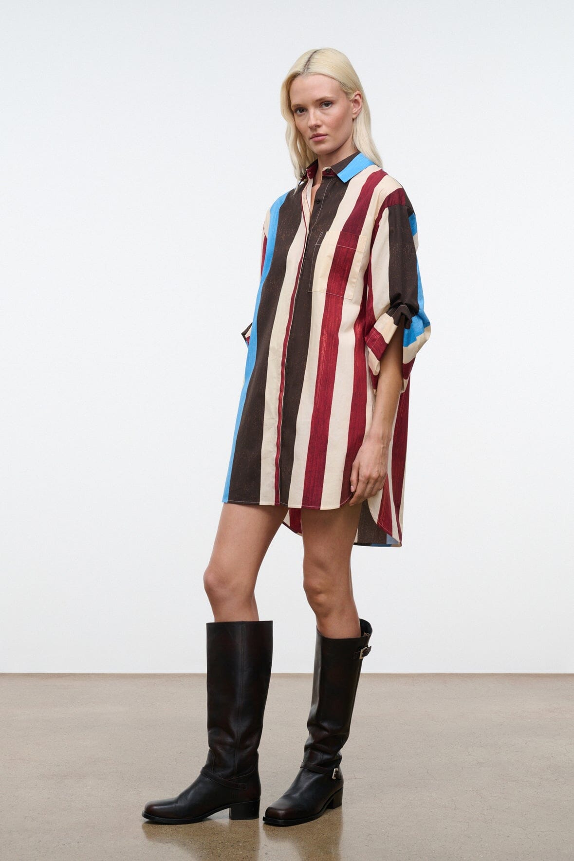 STAUD | Nico Dress Caffe Stripe