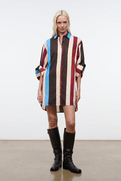 STAUD | Nico Dress Caffe Stripe
