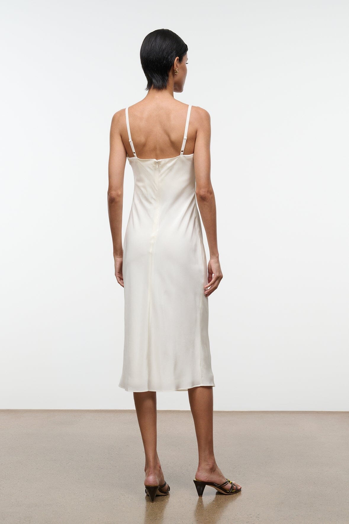 STAUD | Evangeline Silk Midi Dress Ivory