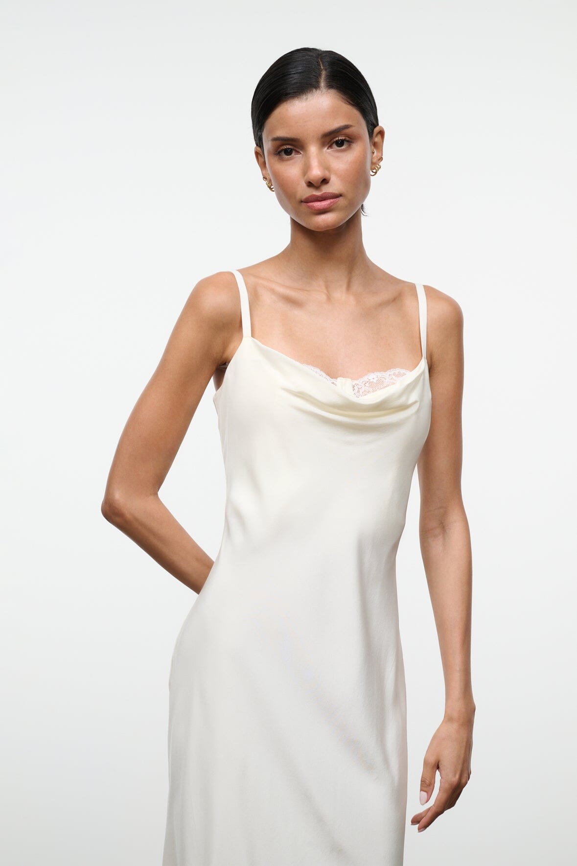 STAUD | Evangeline Silk Midi Dress Ivory