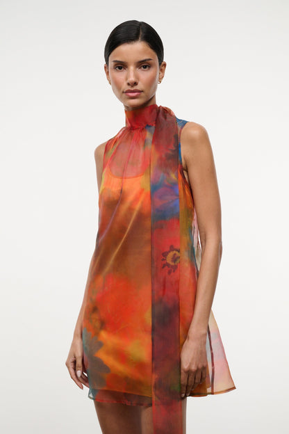 STAUD | Albee Mini Dress - Sheer Organza With Abstract Floral Print