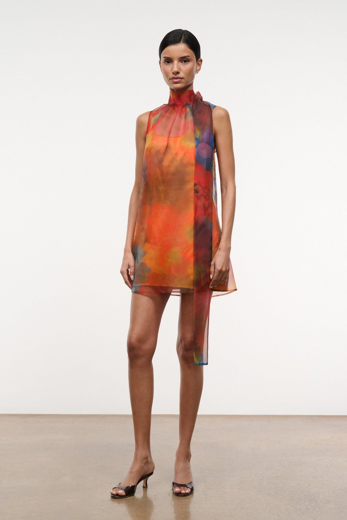 STAUD | Albee Mini Dress - Sheer Organza With Abstract Floral Print