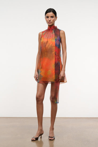 STAUD | Albee Mini Dress - Sheer Organza With Abstract Floral Print
