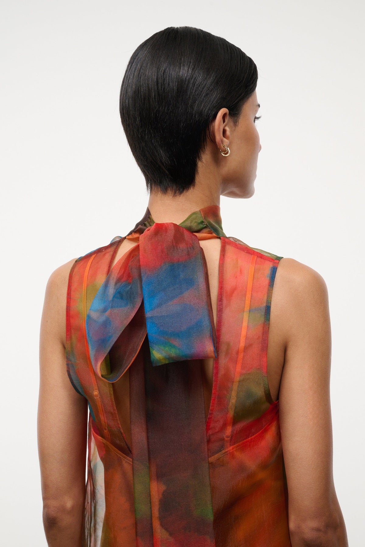 STAUD | Albee Mini Dress - Sheer Organza With Abstract Floral Print