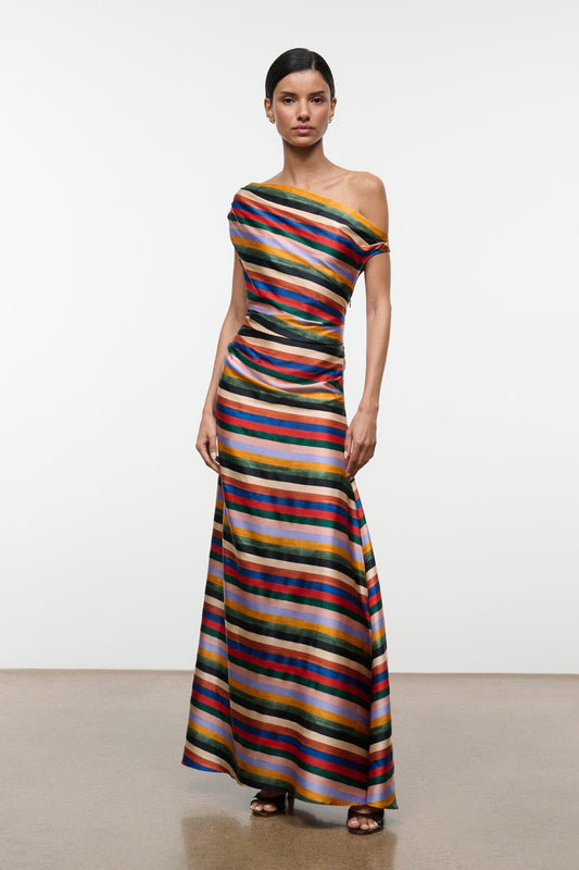 STAUD | Phare Silk Maxi Dress Artist Stripe