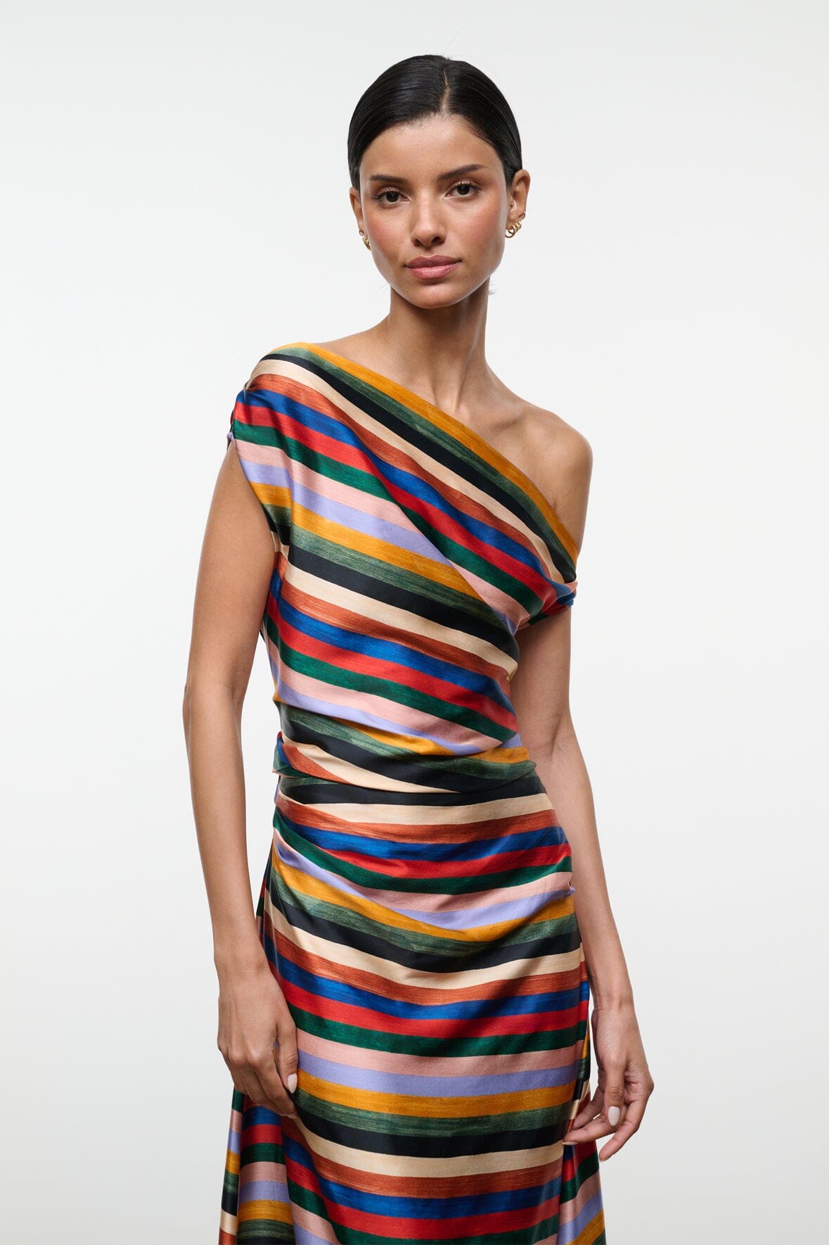 STAUD | Phare Silk Maxi Dress Artist Stripe