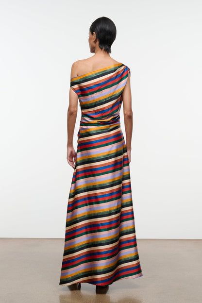 STAUD | Phare Silk Maxi Dress Artist Stripe