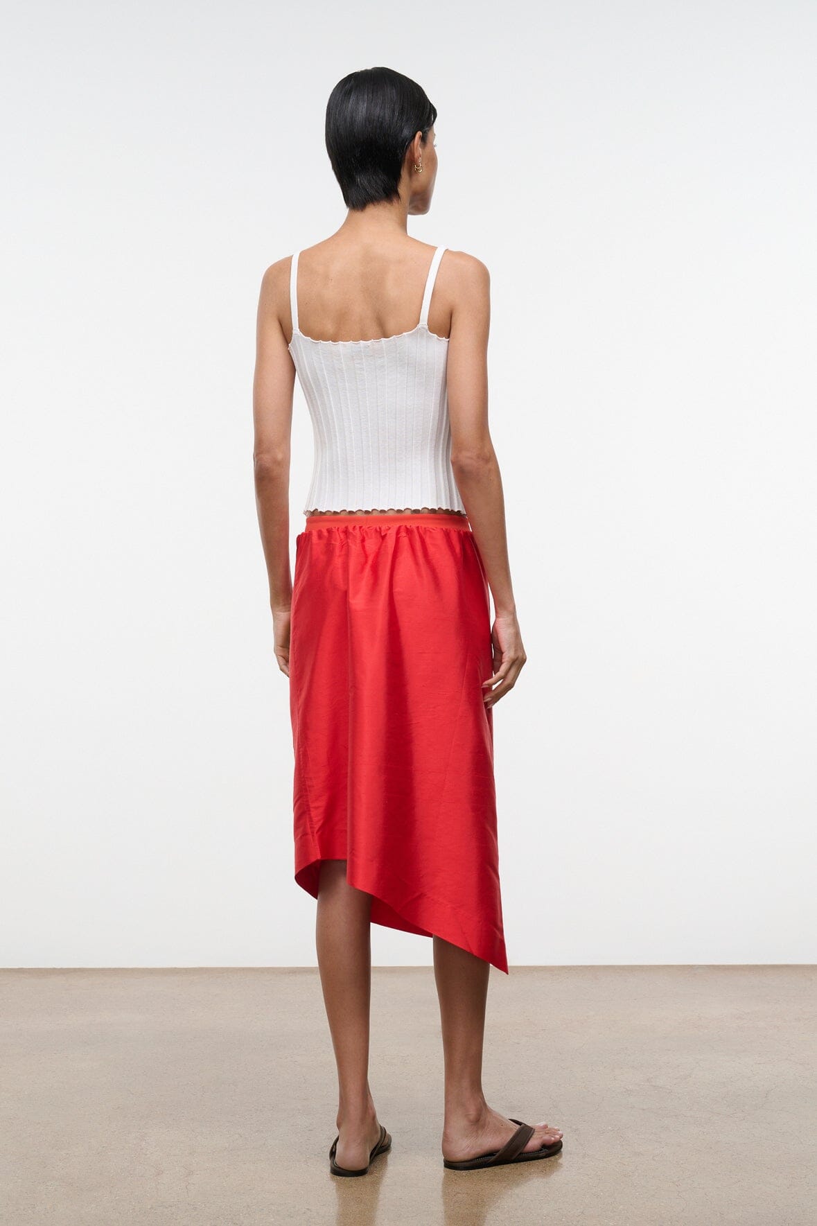 STAUD | Georgia Silk Convertible Top Red Rose