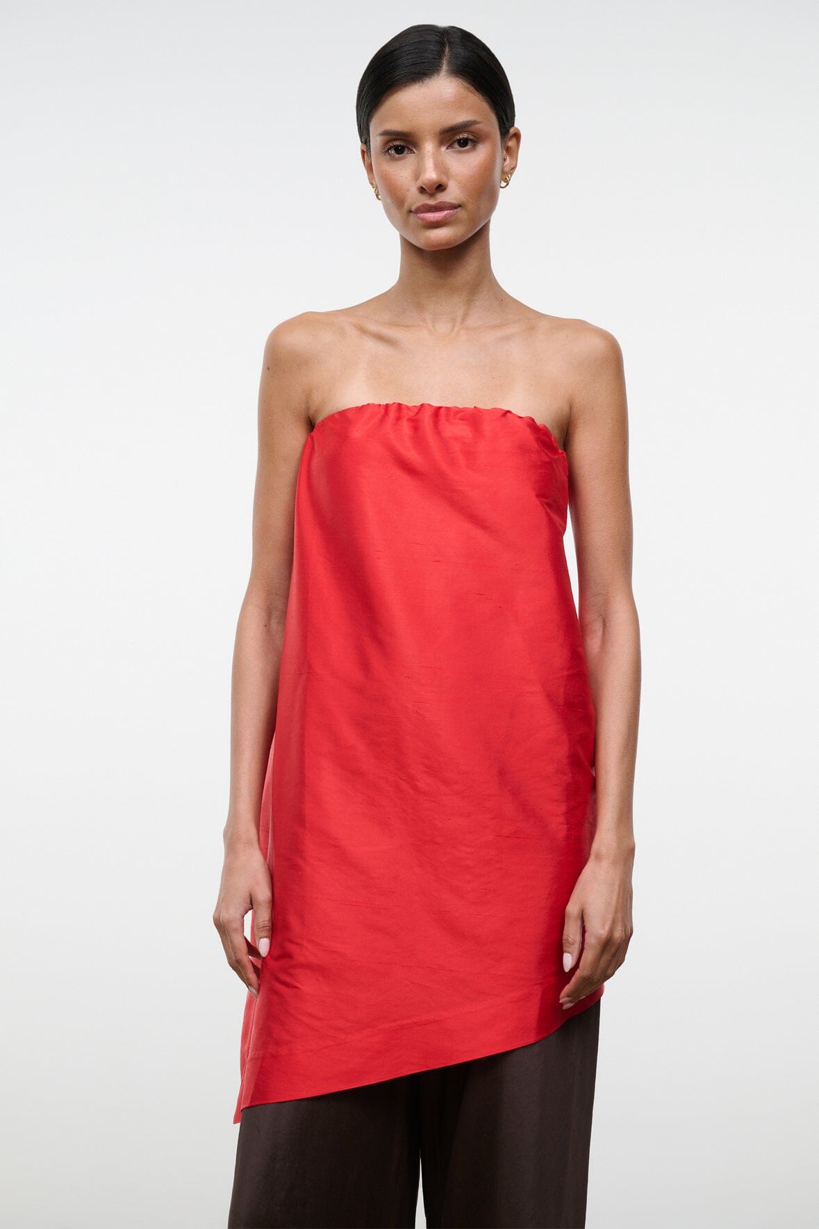 STAUD | Georgia Silk Convertible Top Red Rose