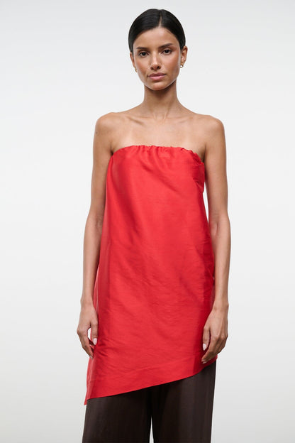 STAUD | Georgia Silk Convertible Top Red Rose