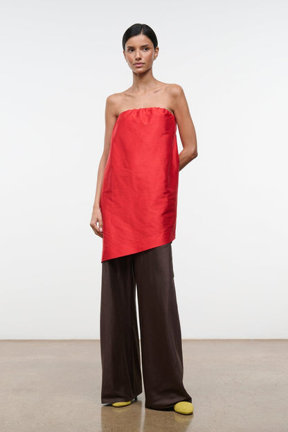 STAUD | Georgia Silk Convertible Top Red Rose
