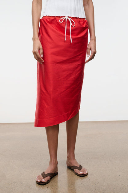 STAUD | Georgia Silk Convertible Top Red Rose
