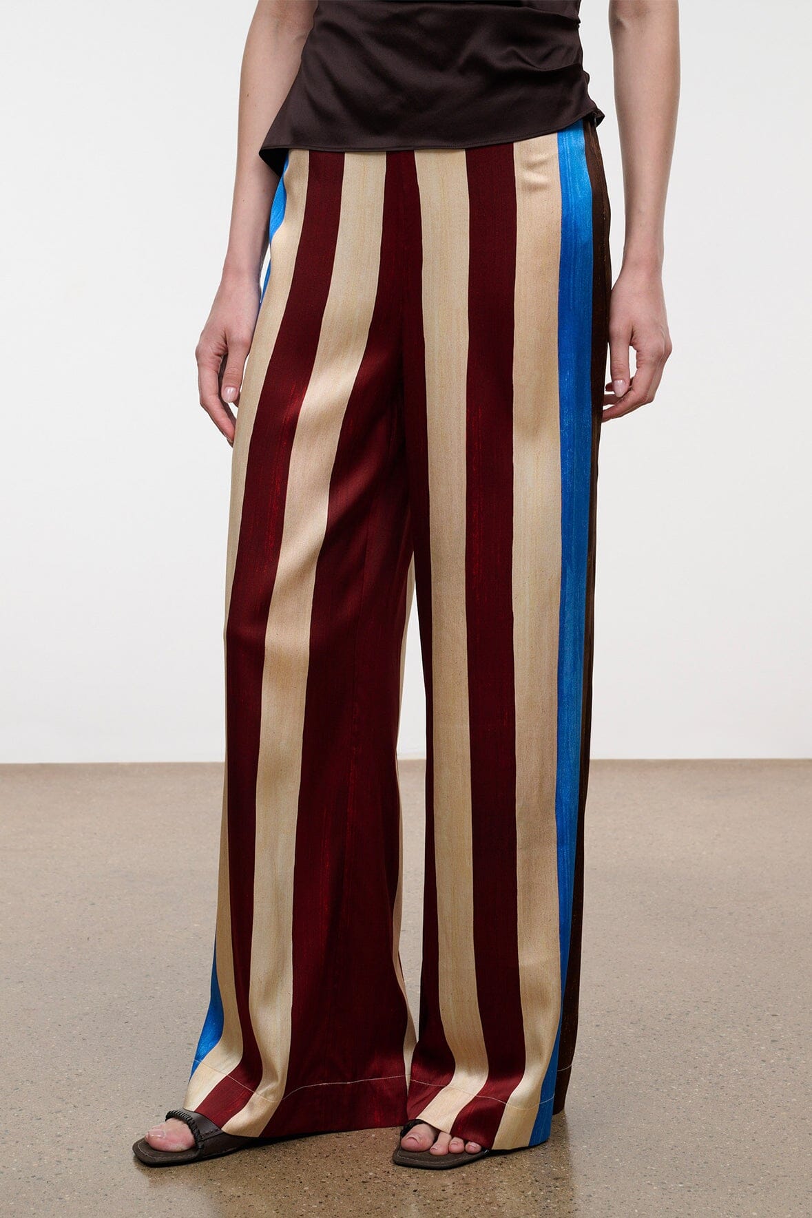 STAUD | Stroll Silk Pant Caffe Stripe