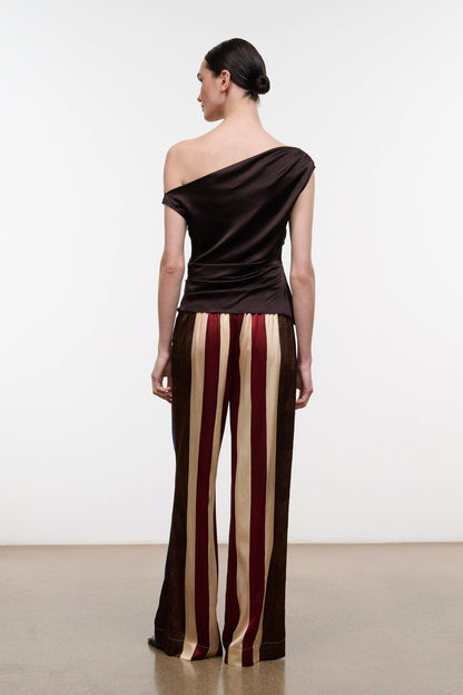 STAUD | Stroll Silk Pant Caffe Stripe
