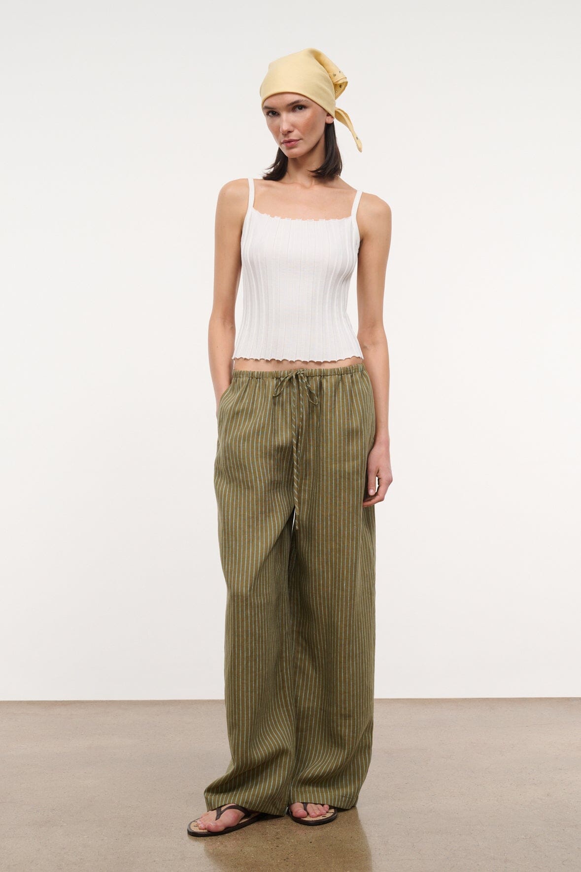 STAUD | Mateo Linen Pant Porto Stripe