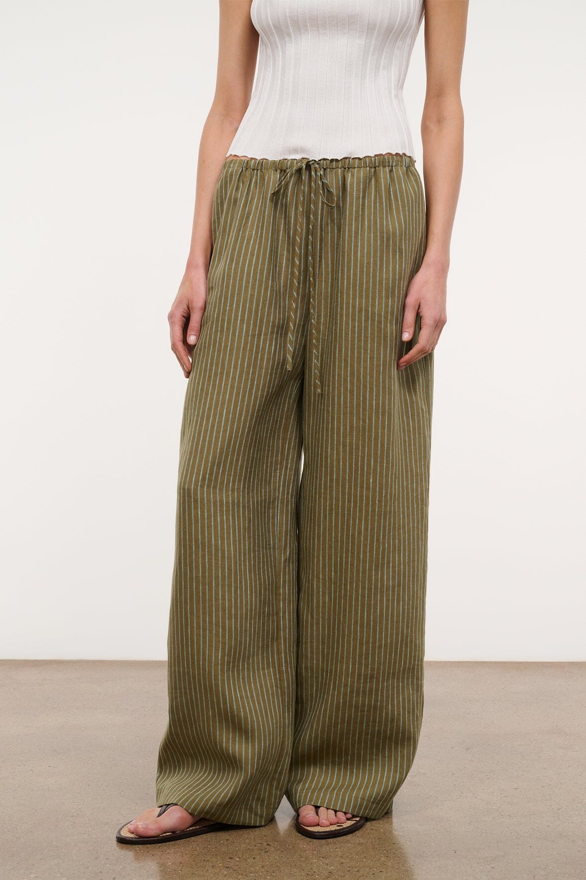 STAUD | Mateo Linen Pant Porto Stripe