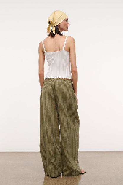 STAUD | Mateo Linen Pant Porto Stripe