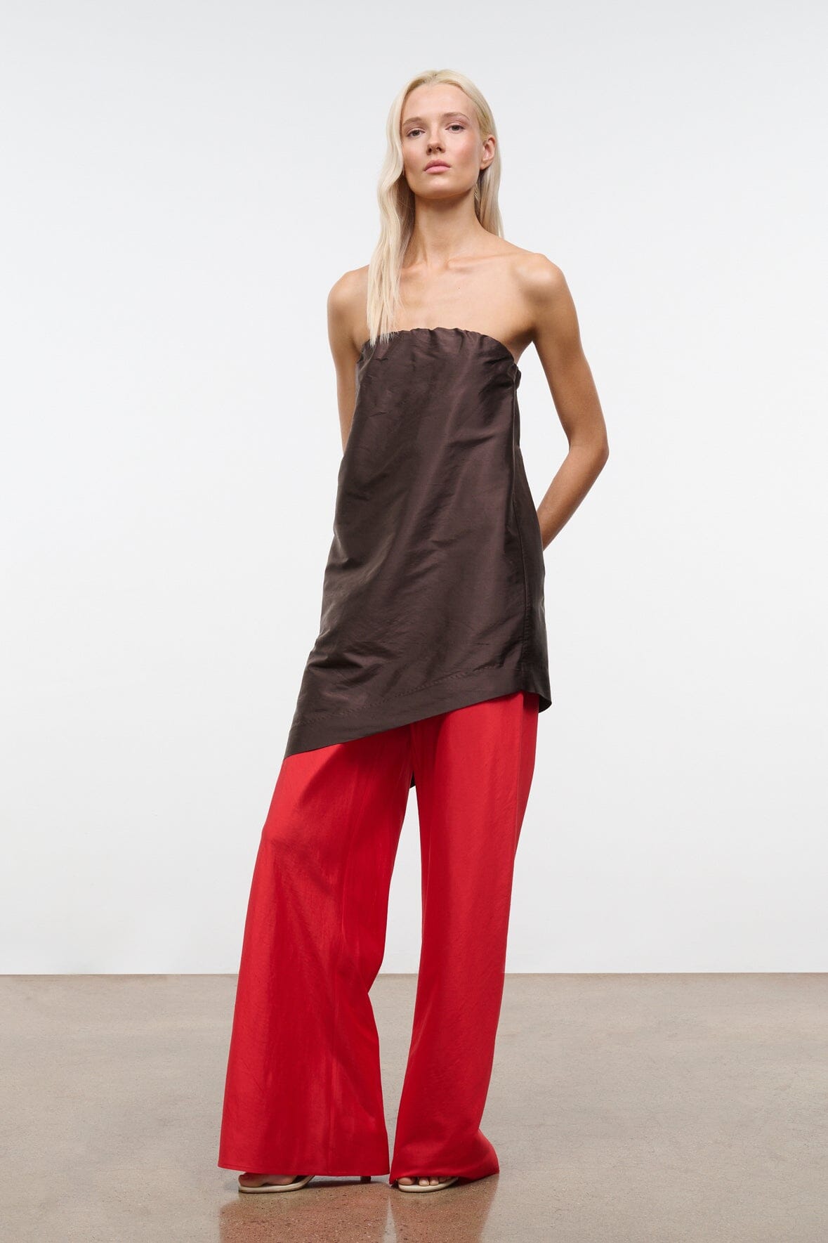 STAUD | Stroll Silk Pant Red Rose