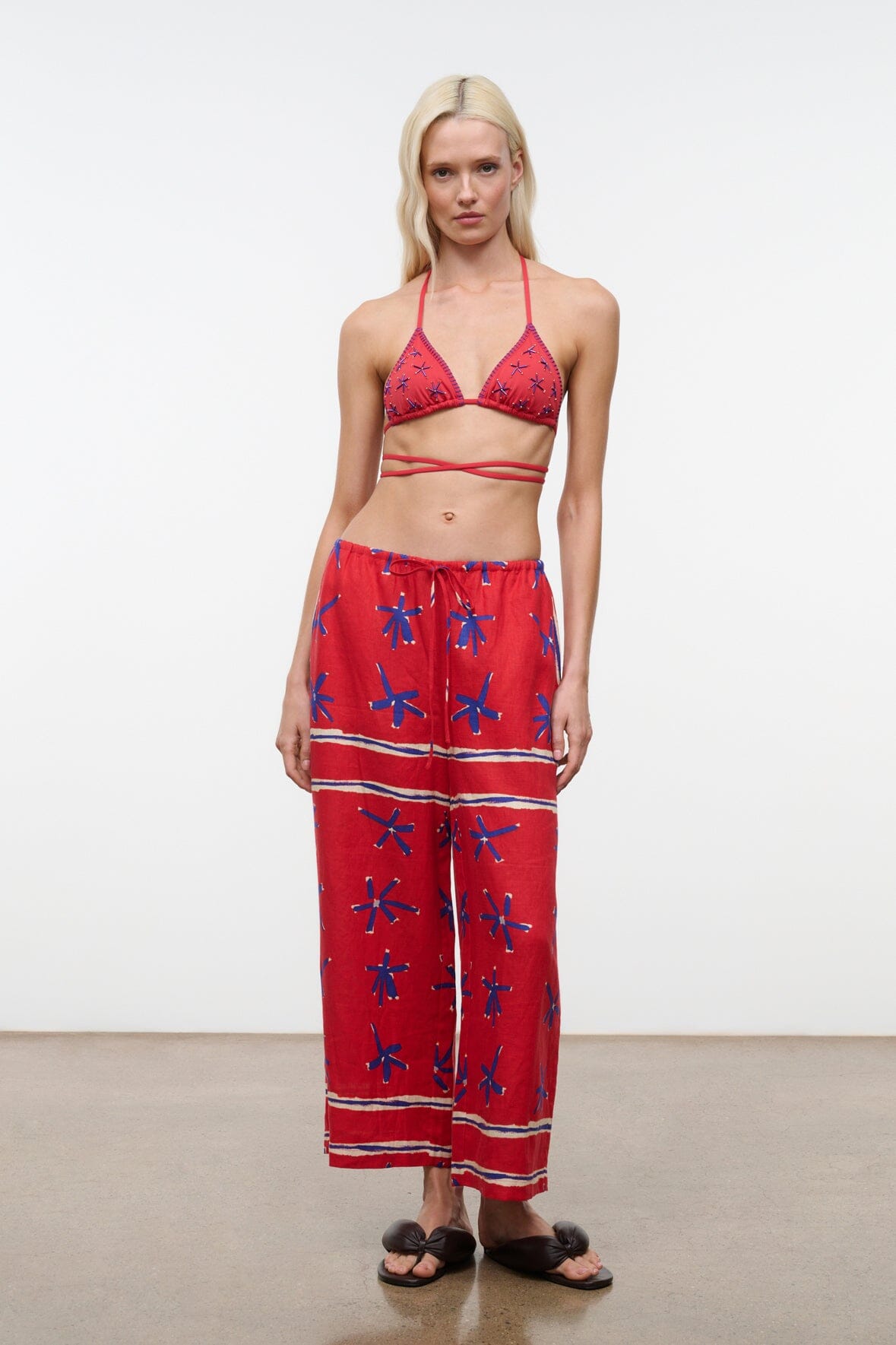 STAUD | Mateo Linen Cropped Pant Painted Foulard