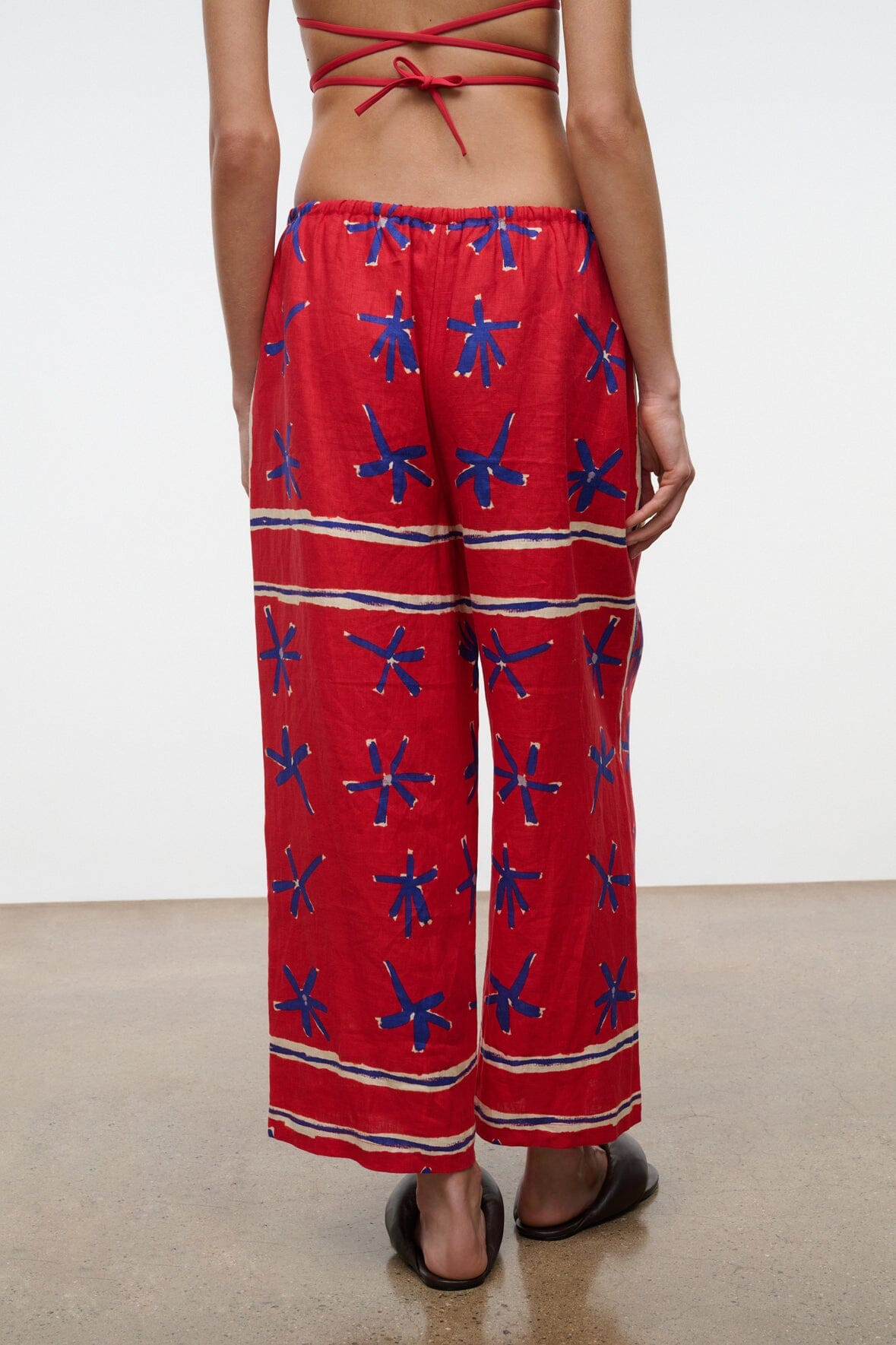 STAUD | Mateo Linen Cropped Pant Painted Foulard