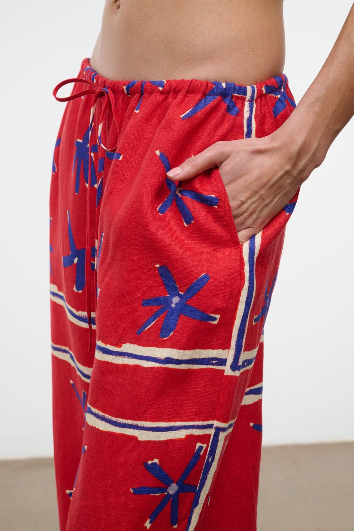 STAUD | Mateo Linen Cropped Pant Painted Foulard