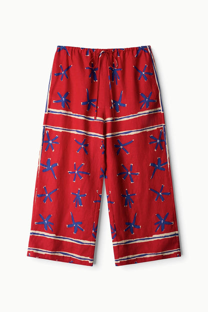 STAUD | Mateo Linen Cropped Pant Painted Foulard